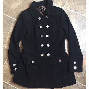 Express wool peacoat with leopard lining